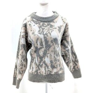 Cozy Crewneck Patterned Sweater - Gray & Cream
